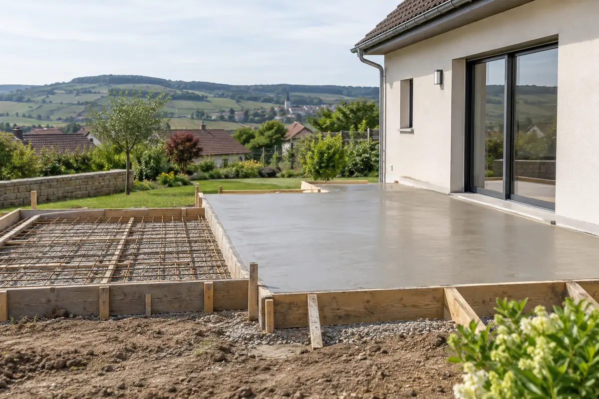 Illustration de travaux de terrasse et dalle béton